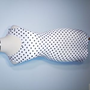 OBJEX DRESS M Sleeveless Bodycon White Black polka dots Short Casual